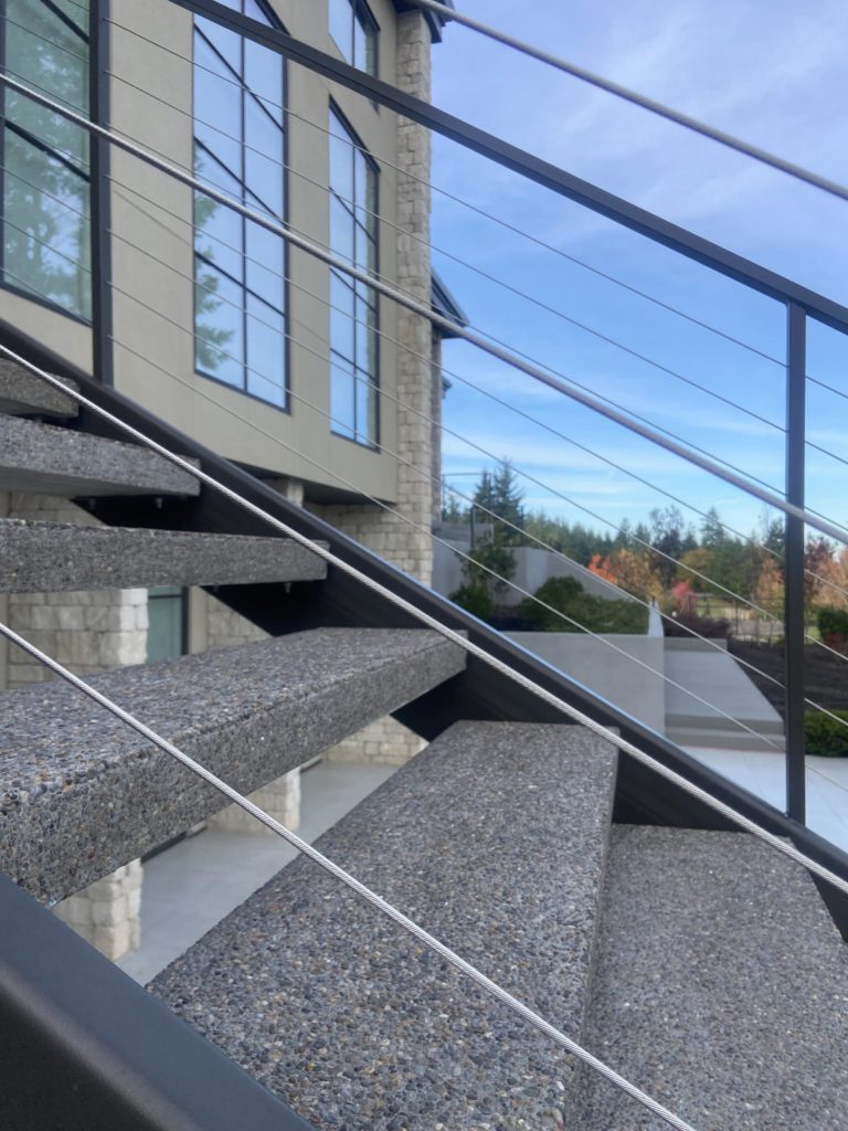 Exposed Aggregate Open Riser Concrete Stair Tread